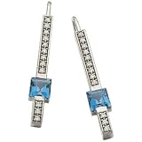 14K White Gold London Blue Topaz and Diamond Earrings