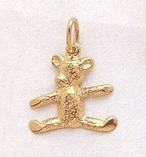 14kt Yellow Gold Teddy Bear Charm. 3-Dimensional
