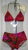 Triangle Top Bikini with Boy Cut Bottom -Vixxen Red Floral