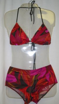 Buy Triangle Top Bikini with Boy Cut Bottom -Vixxen Red Floral