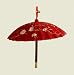 Asian Fusion Red Umbrella with Pink & Gold Floral Design Christmas Ornament 6.5"