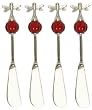 Decorative Dragonfly Cocktail Knife Set of Four with Ruby Red Glass Bead