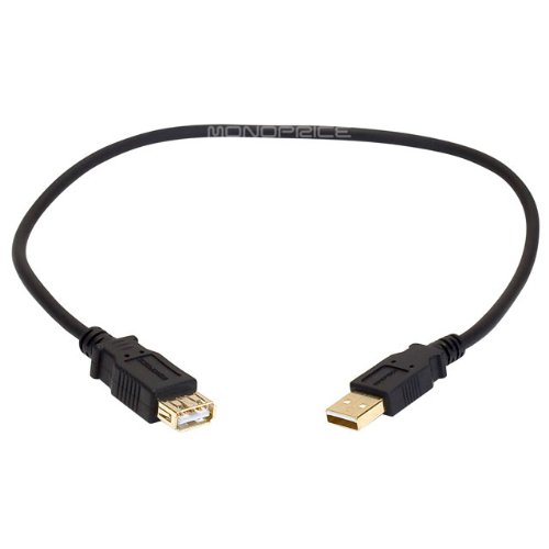 USB 2.0 A Male to A Female Extension 28/24AWG Cable  - 1.5ft