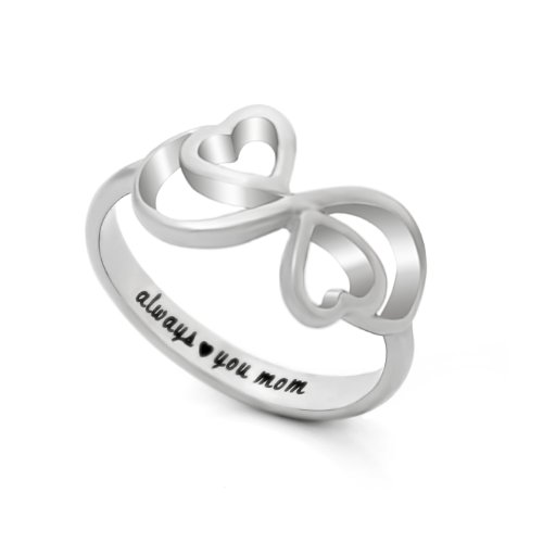 Mothers Ring, Double Hearts Infinity Ring for Mother, Promise Ring for Mom 