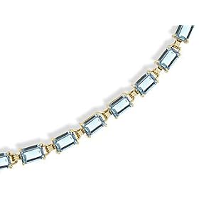 14K Yellow Gold Genuine Emerald-cut Aquamarine Bracelet by Jewels For Me