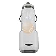 White USB Car Charger Adapter w/ LED Light for Apple iPad 16GB / 32GB / 64GB