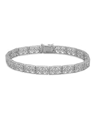 Rhodium-Plated 3mm CZ Filigree Bracelet
