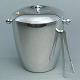 Ice Bucket and Tongs by Outset, Mirror-Polished Stainless Steel