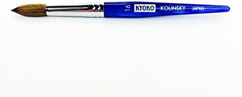 Kyoko Finest 100% Pure Kolinsky Brush, Size # 16, Made in Japan, Blue Marble Handle