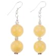 Handmade Gold Agate Dangle Earrings With Faceted Silver Accent Beads