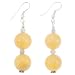 EXP Handmade Gold Agate Dangle Earrings With Faceted Silver Accent Beads