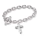 Sterling Silver and White Cubic Zirconium Cross 7.5-inch Toggle Bracelet