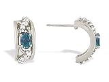14K White Gold Oval Created Alexandrite and Diamond Hoop Earrings