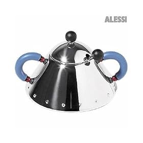 ALessi Michael Graves Suger Bowl and Spoon ...Blue Handle by Bella Casa Boutique