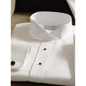 Wing Collar Tuxedo Shirt, Pique Bib Front, 65% Polyester 35% Cotton