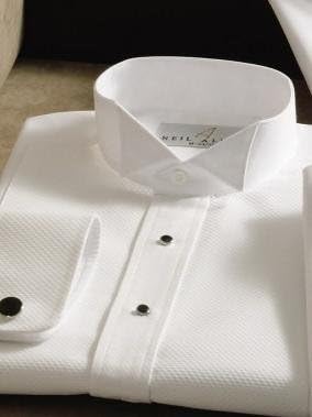 Wing Collar Tuxedo Shirt, Pique Bib Front, 65% Polyester 35% Cotton