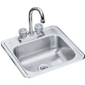 Elkay NEPB1515C Neptune 15-by-15-by-5-Inch Bar Bowl Sink with Faucet and Strainer, Stainless Steel