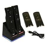 iBox - Black Nintendo Wii Twin Dual Charging Station Charge Dock Stand with 2 Rechargeable Battery Packs plus LED Light for Wii Remote Control Plus Life Time Warranty