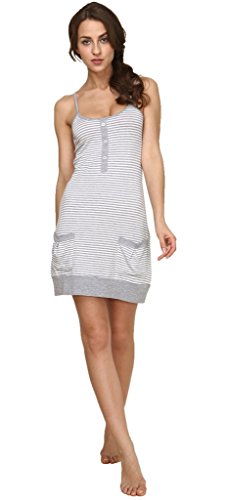 Suntasty Women's Cotton Chemise Pajama Tank Gown Spaghetti Strap Camisole Robe