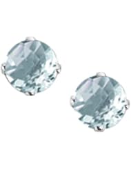 14K White Gold Prong Set 5 MM Natural Aquamarine Earring Studs