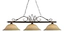 Z-Lite 119-3WB-GM16 55-Inch 3-Light Billiard / Island Fixture with Golden Glass Shades
