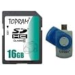 16GB SD SDHC TOPRAM 16G Class 10 Extreme Speed Secure Digital Memory Card (SD Ver. 3.0) R5 Card Reader - TRSD16GSDHC10R5a