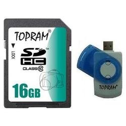 16GB SD SDHC TOPRAM 16G Class 10 Extreme Speed Secure Digital Memory Card (SD Ver. 3.0) R5 Card Reader - TRSD16GSDHC10R5a