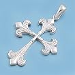 Cross-Shaped Pendant - Fleur De Lis Design with Clear CZ - 28 mm Height