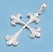 Cross-Shaped Pendant - Fleur De Lis Design with Clear CZ - 28 mm Height