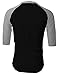TOP LEGGING TL Men's Baseball Tee Shirt -Casual Cotton Plain 3/4 Sleeve Jersey T Shirts for Men (M, 3/4_BBLK_SLT.Grey)