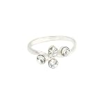 Toe Ring - Sterling Silver 4 Sparkling Diamond-like Stones Adjustable Toe Ring