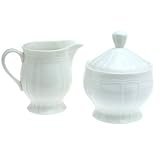 Mikasa Antique White Covered Sugar and Creamer Set