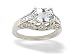 14K White Gold Genuine Oval White Topaz and Diamond Antique Style Ring