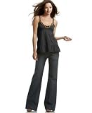 DKNY Jeans - DKNY Jeans Tiered Tank with Macram? Scoop-Neck & Wide-Leg Jeans with Braided Belt
