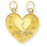 14k I Love You break apart heart Charm