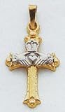 14kt Two-Tone Gold Claddaugh Cross - XR717