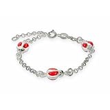 Eve's Addiction Sterling Silver Enamel Ladybug Kids Bracelet