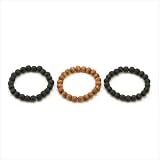 Womens Fashion Lucky Karma Wood Bead Bracelet 3Pc Set