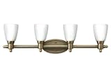 Good Earth Lighting GL1434-AB-I Danube Four Light Bathbar with Alabaster Glass Diffuser, Antique Brass