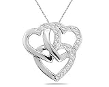 Triple Heart Diamond Pendant in 14kt White Gold