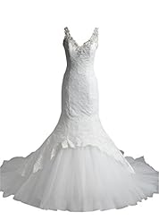 V-neck Mermaid Belted Lace Sheer Organza/Satin/Taffeta Wedding Dress 