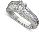 1 1/2 ctw. Certified Princess Cut 14K White Gold Bridal Ring