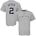 Majestic New York Yankees #2 Derek Jeter Ash Player Road T-shirt