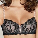 Dentelle padded underwire bra 34C/Jet Rose (black and pink)