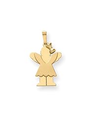 14k Solid Engravable Girl with Bow on Right Charm