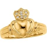 14K Yellow Gold Diamond Bridal Claddagh Duo Band Ring