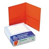 Oxford 57510 Twin Pocket Leatherette-Grained Portfolios, Orange, 25/Box
