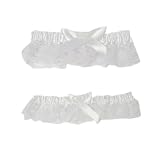 Lace and Satin Garter Set- White