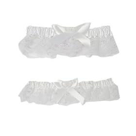 Lace and Satin Garter Set- White