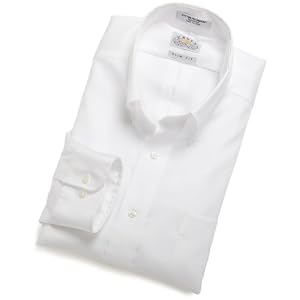 EAGLE Men's 100% Cotton Pinpoint Non Iron Slim Fit Long Sleeve Dress Shirt